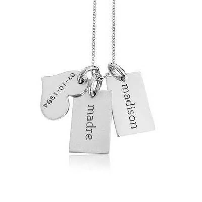 Sterling Silver Mini Dog Tags & Heart Necklace sold by Tiny Tags