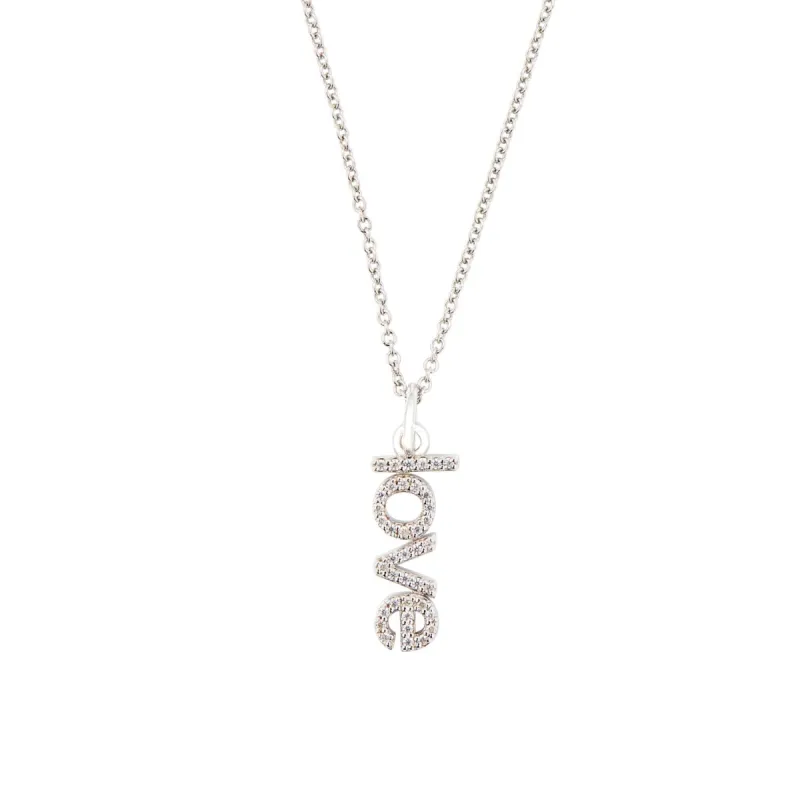 Sterling Silver Pavé Vertical Love Necklace sold by Tiny Tags