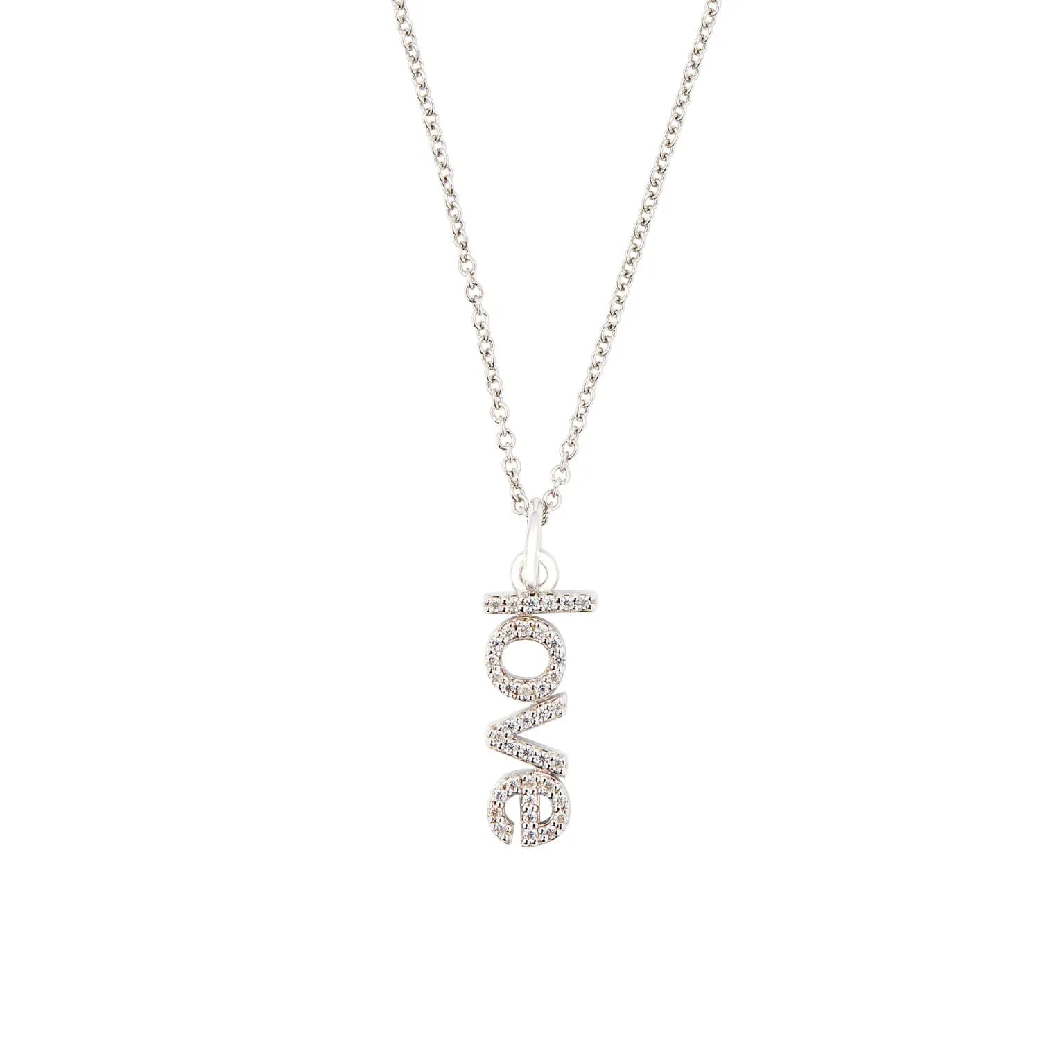 Sterling Silver Pavé Vertical Love Necklace sold by Tiny Tags