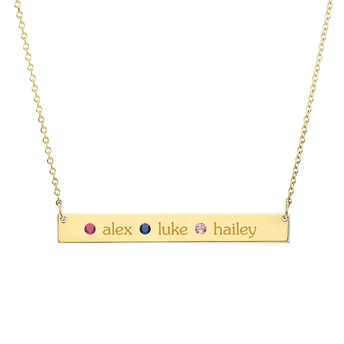 Personalized Skinny Bar Birthstone Necklace - 3 Stones sold by Tiny Tags