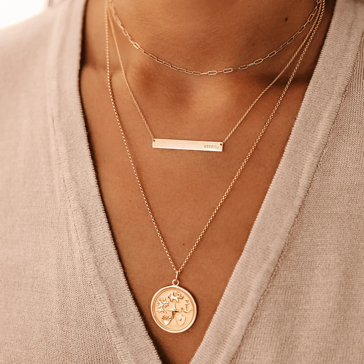 Reflection Coin Pendant + Leaf Earrings Set sold by Tiny Tags product image thumbnail 3