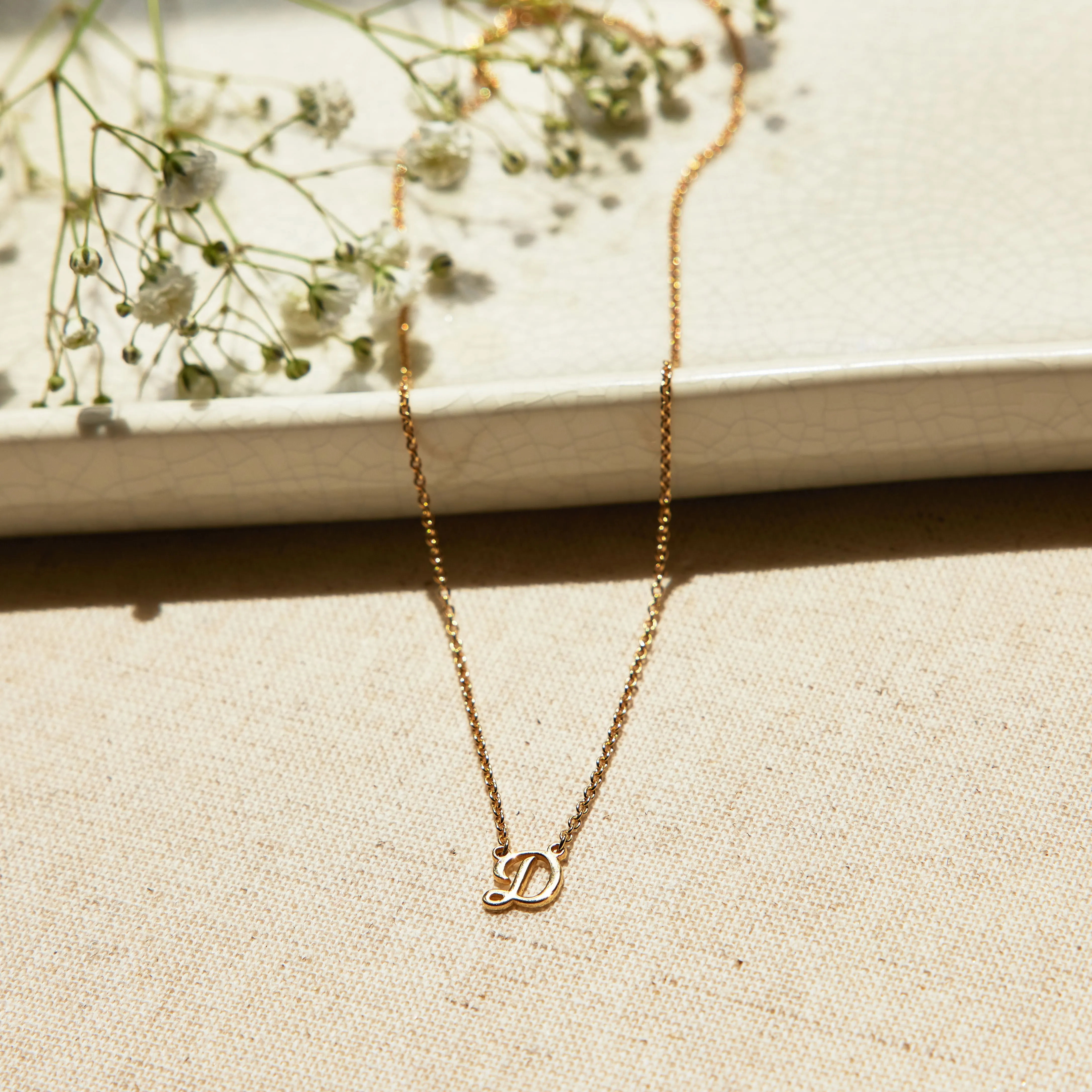 14k Gold Script Initial Nameplate Necklace sold by Tiny Tags product image thumbnail 3