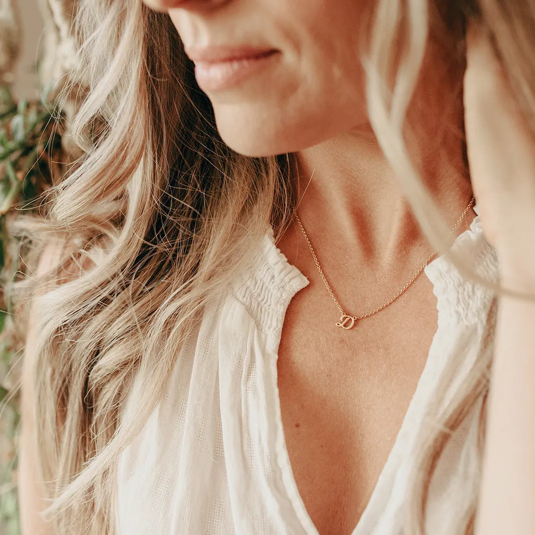 14k Gold Script Initial Nameplate Necklace sold by Tiny Tags product image thumbnail 2