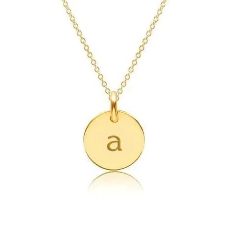 Gold Mini Initial Circle Necklace - Lowercase sold by Tiny Tags