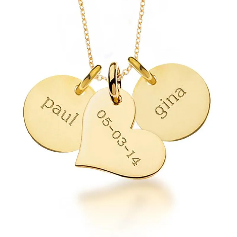 14k Gold Circles & Heart Necklace sold by Tiny Tags