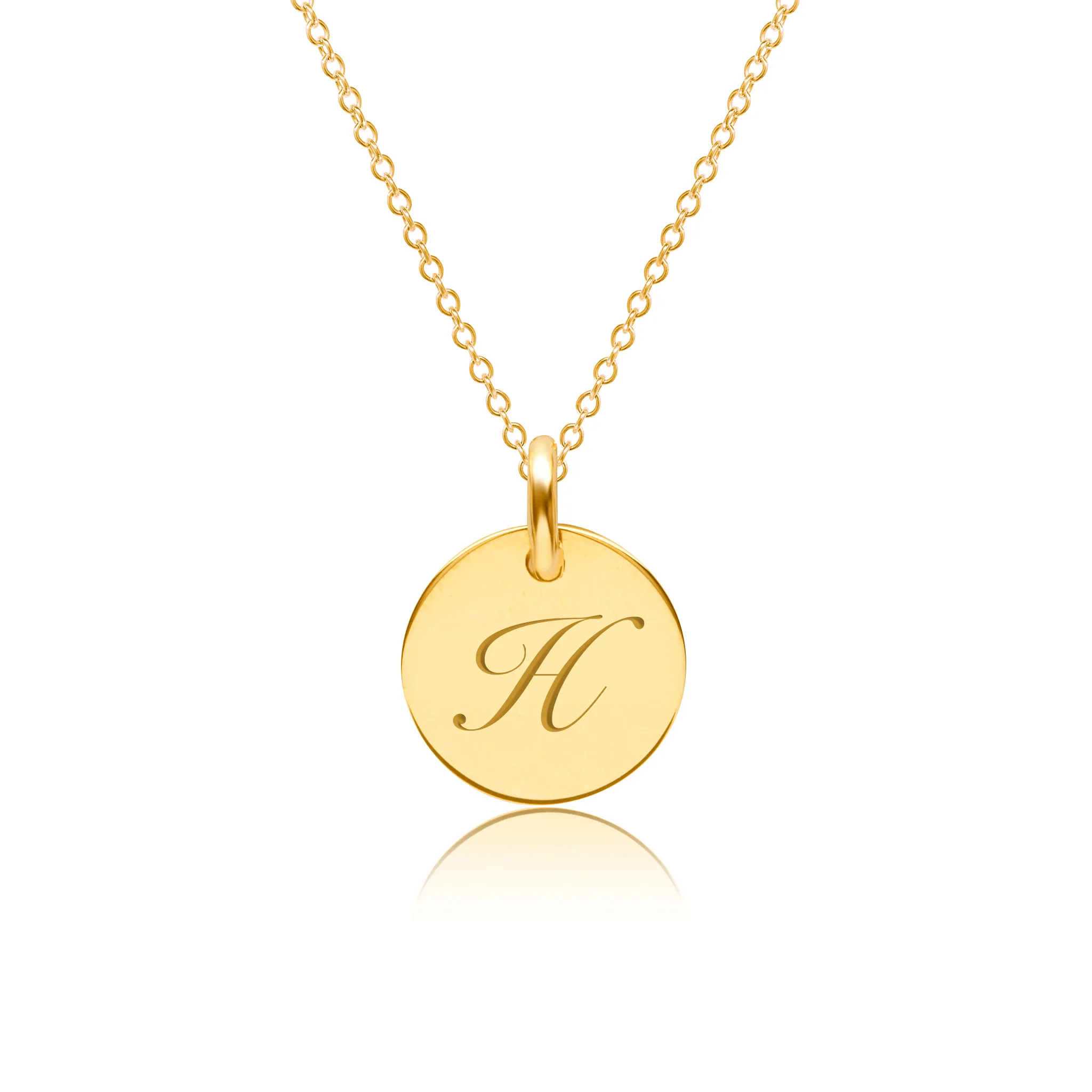 14k Gold Script Initial Circle Necklace sold by Tiny Tags