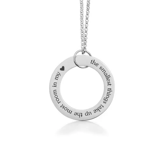 Sterling Silver Circle Pendant Necklace - Custom Phrase or Quote sold by Tiny Tags