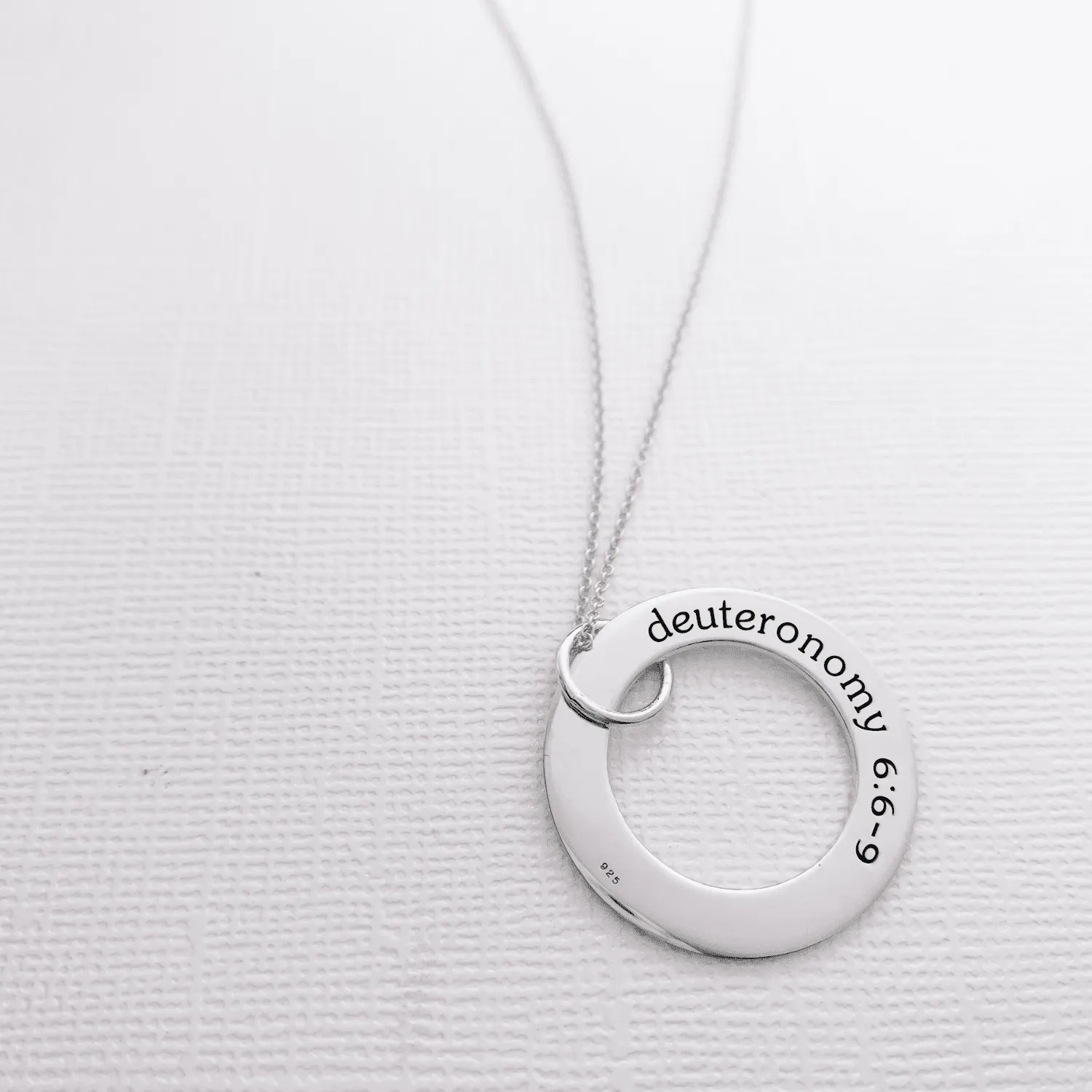 Sterling Silver Circle Pendant Necklace - Custom Phrase or Quote sold by Tiny Tags product image thumbnail 2