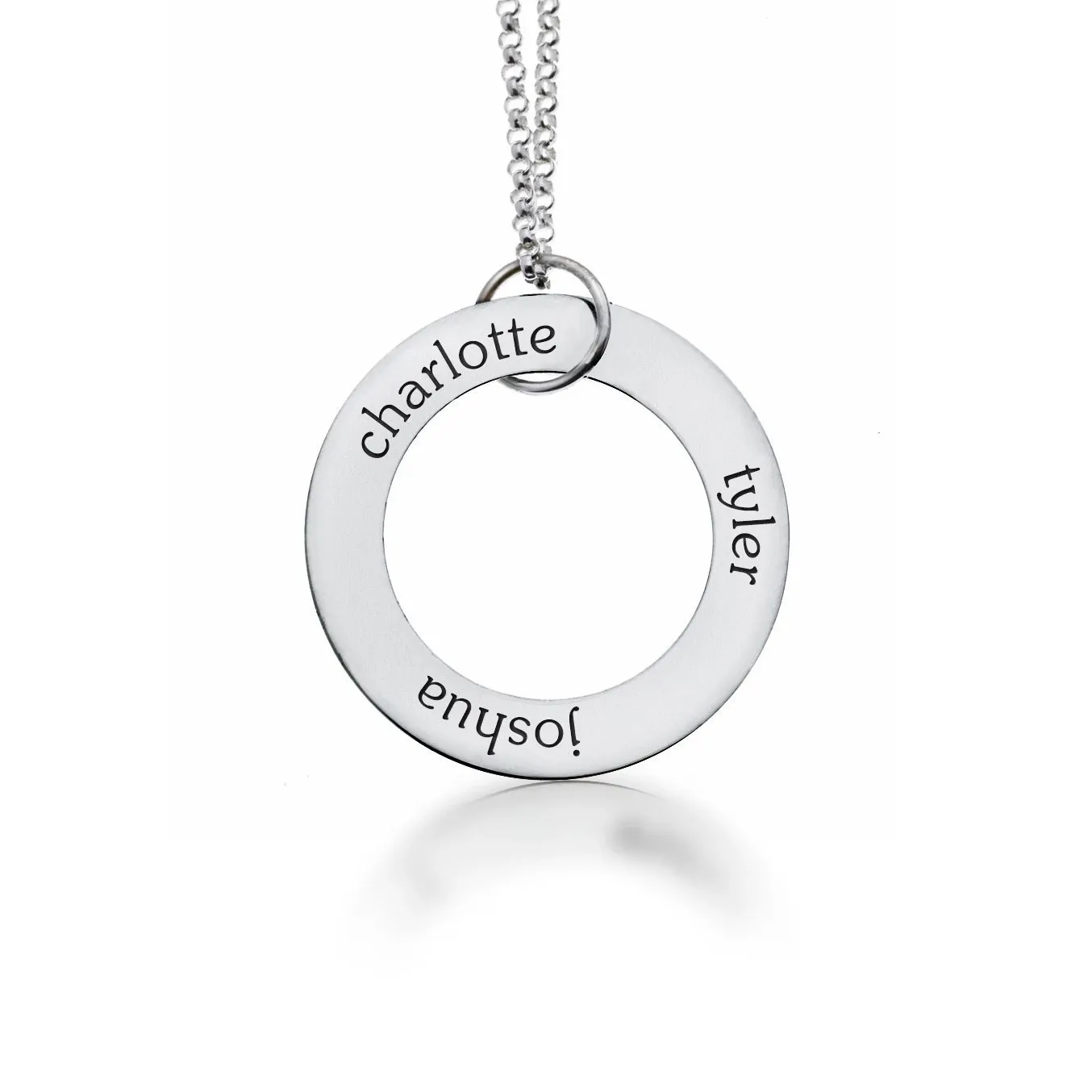 Sterling Silver Circle Pendant Necklace - Custom Phrase or Quote sold by Tiny Tags product image thumbnail 4
