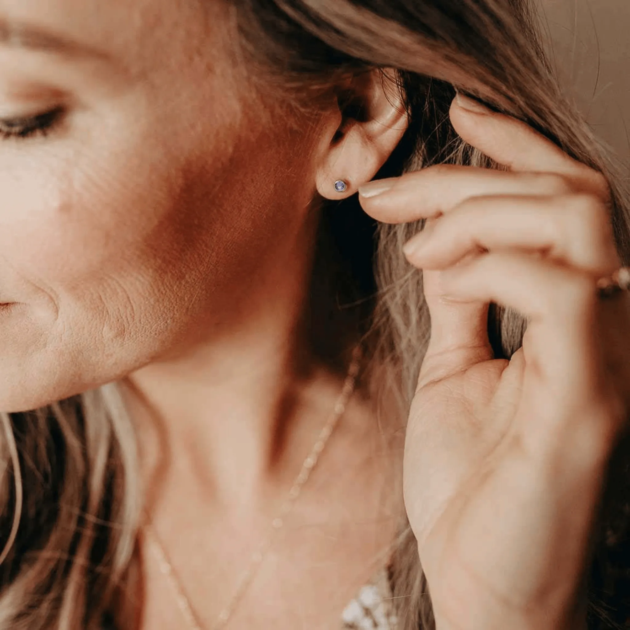 Silver Birthstone Stud Earring sold by Tiny Tags product image thumbnail 3