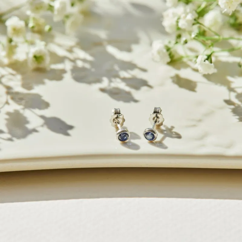Silver Birthstone Stud Earring made by Tiny Tags