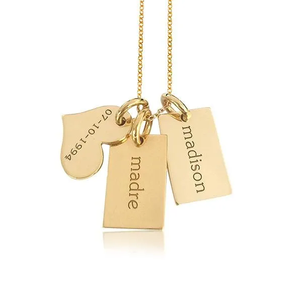 Gold Mini Dog Tags & Heart Necklace sold by Tiny Tags