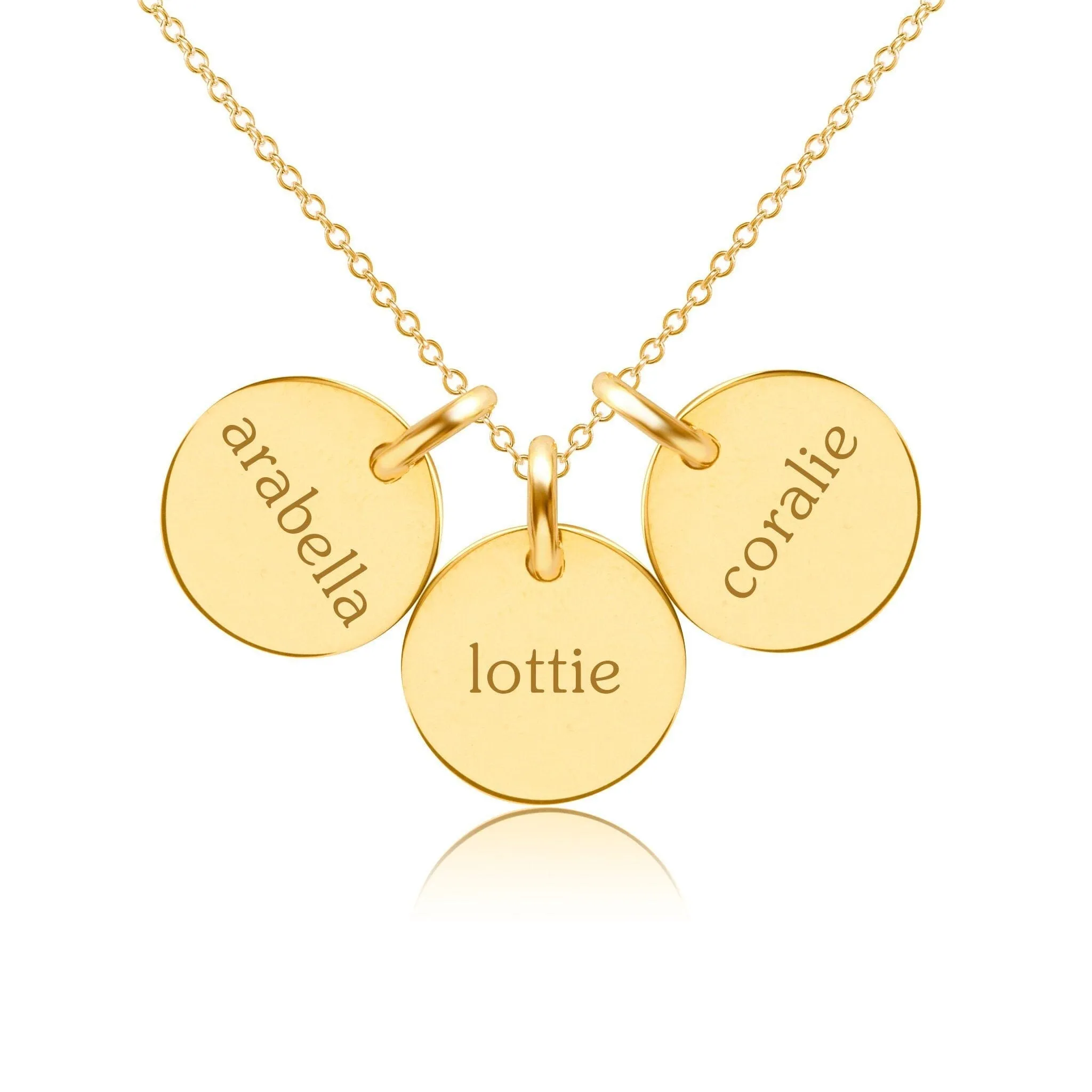 14k Gold Circle Necklace - 3 Names sold by Tiny Tags