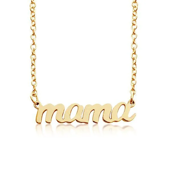 14k Gold Script Mama Nameplate Necklace sold by Tiny Tags product image thumbnail 2