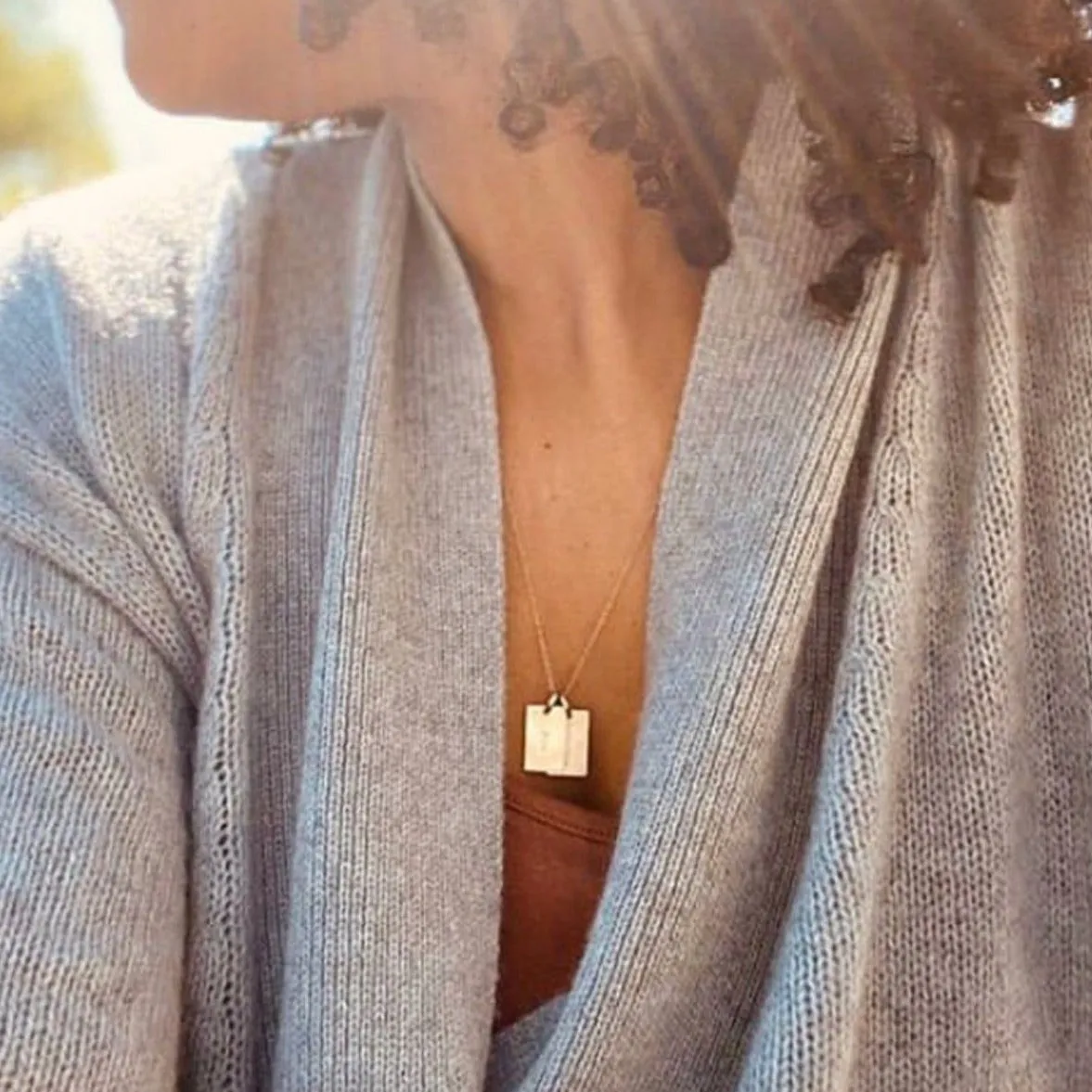 Gold Mini Dog Tag Necklace - 2 Names sold by Tiny Tags product image thumbnail 4