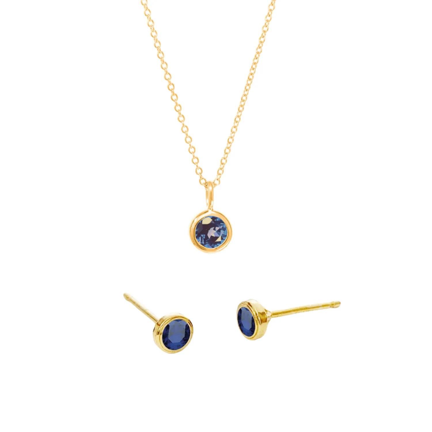 14k Yellow Gold Birthstone Necklace and Earring Set sold by Tiny Tags product image thumbnail 2