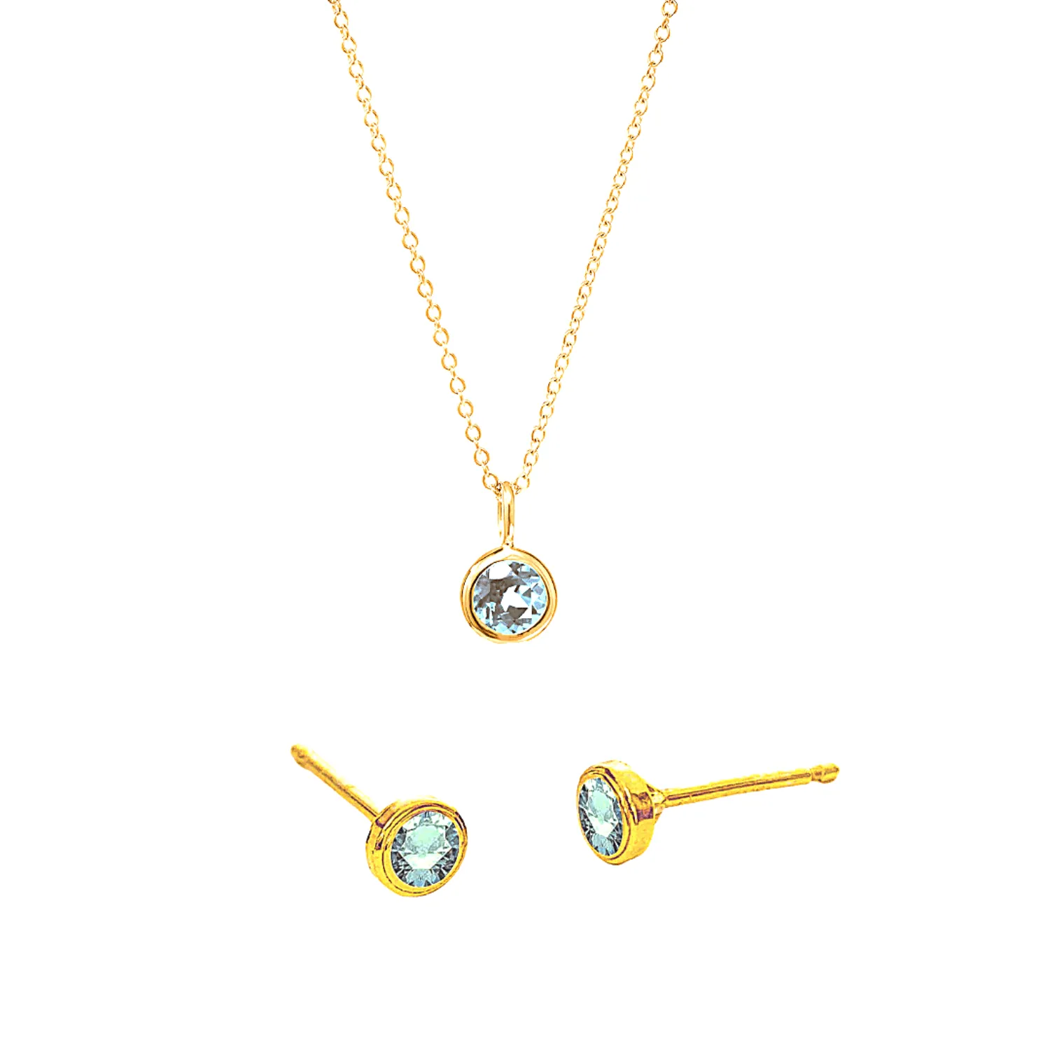 14k Yellow Gold Birthstone Necklace and Earring Set sold by Tiny Tags product image thumbnail 3