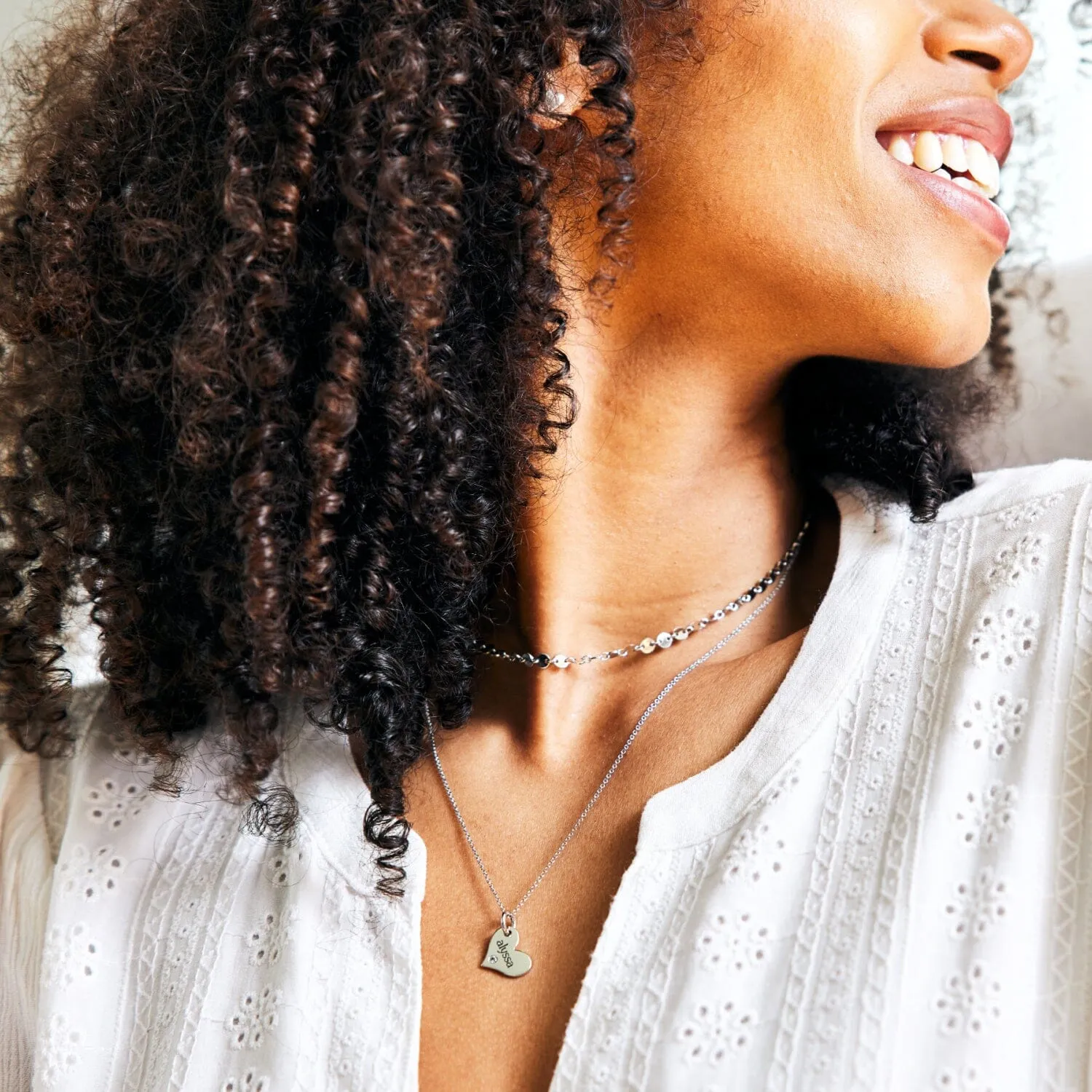 Sterling Silver Heart Necklace with Birthstone sold by Tiny Tags product image thumbnail 2