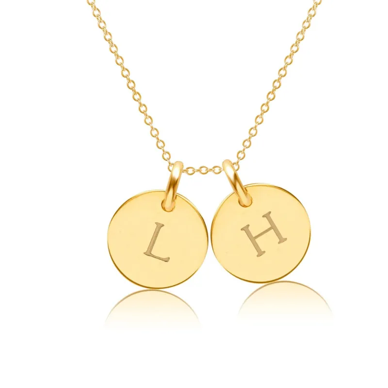 14k Gold Initial Necklace - 2 Circles - Uppercase sold by Tiny Tags