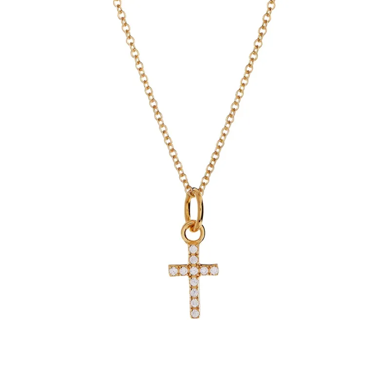 14k Gold Pavé Diamond Cross Necklace sold by Tiny Tags