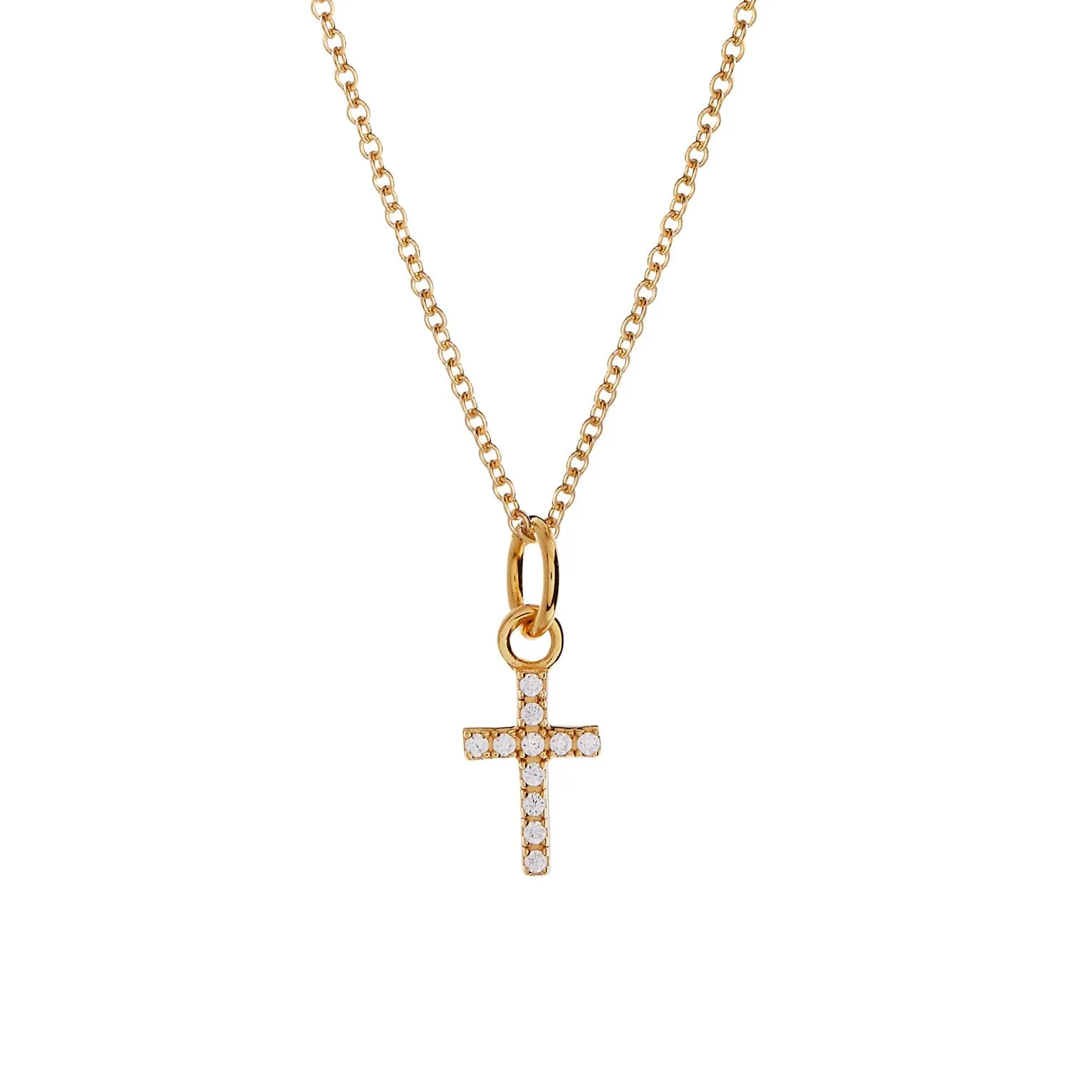 14k Gold Pavé Diamond Cross Necklace sold by Tiny Tags
