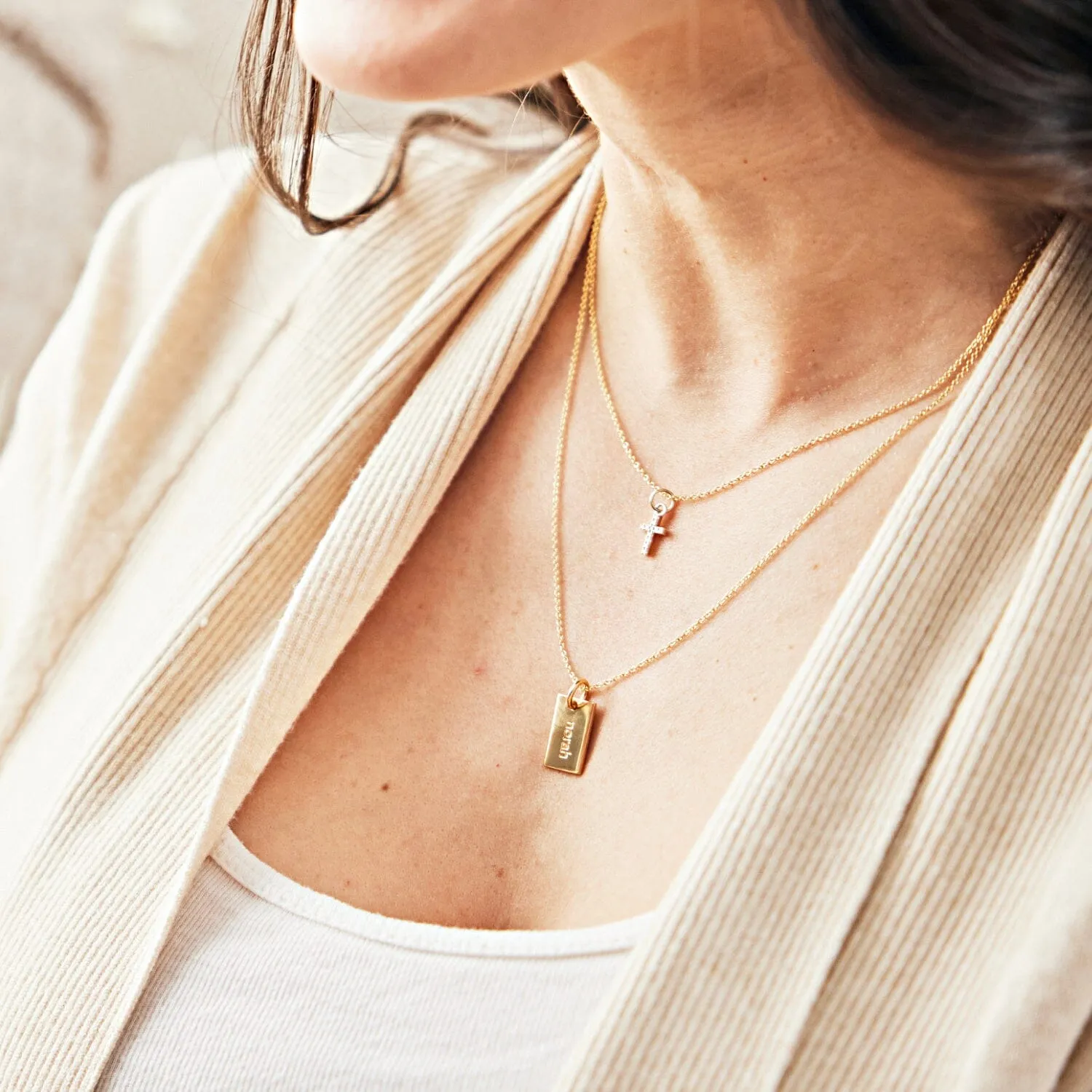 14k Gold Pavé Diamond Cross Necklace sold by Tiny Tags product image thumbnail 5