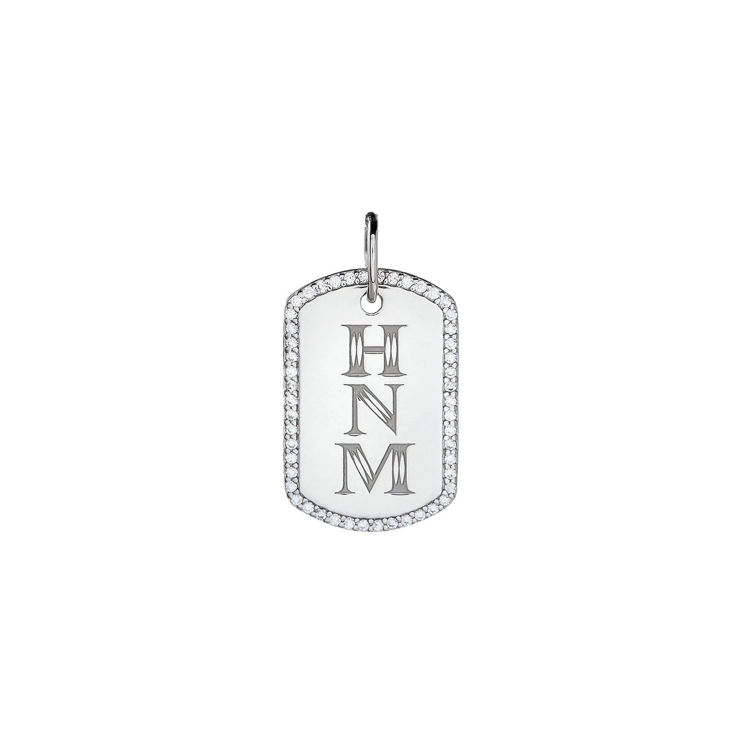 14k Gold Diamond Pavé Monogram Large Dog Tag sold by Tiny Tags product image thumbnail 4
