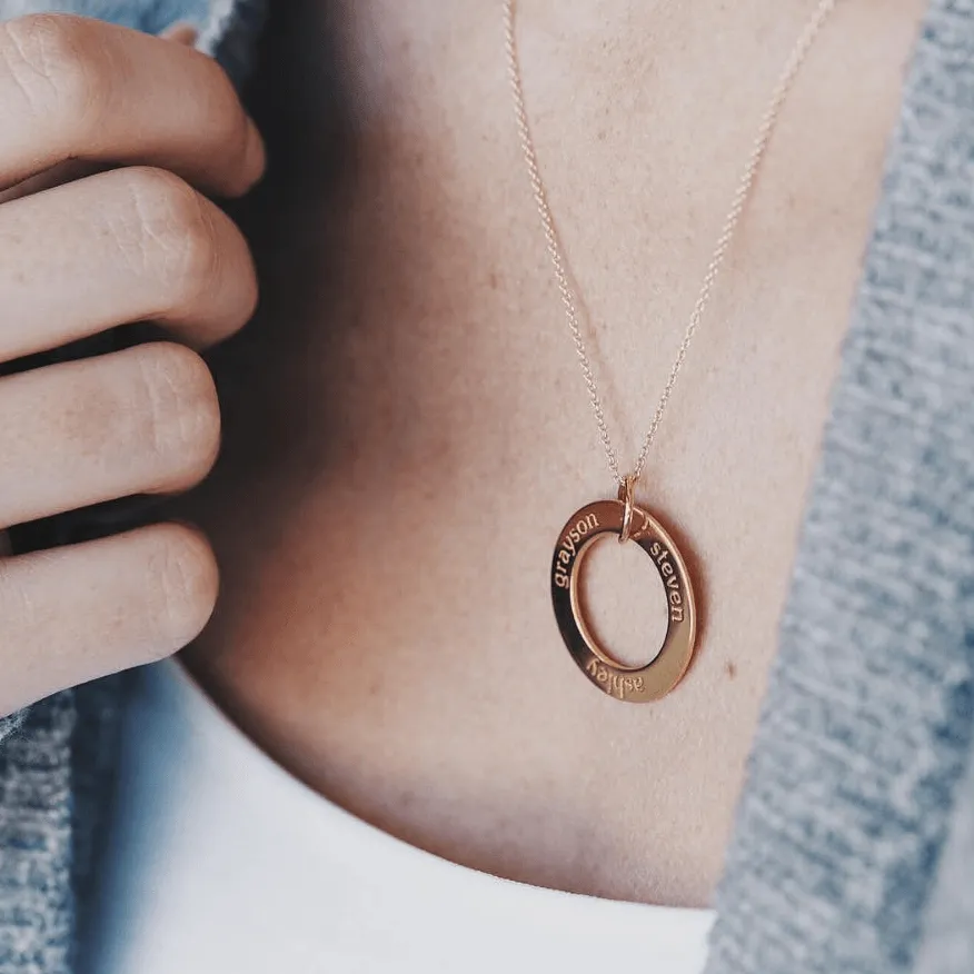 NEW_14k Gold Circle Pendant Necklace - Name & Birthday sold by Tiny Tags product image thumbnail 3