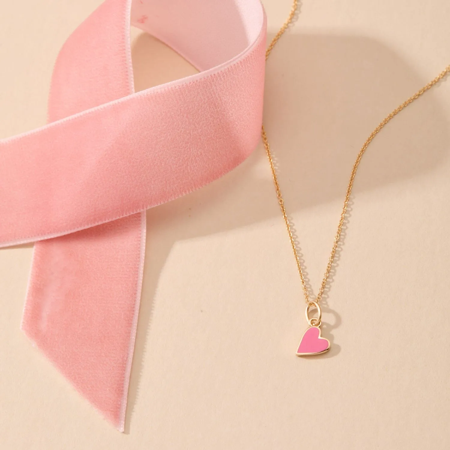Breast Cancer Solid Enamel Heart Necklace sold by Tiny Tags product image thumbnail 2