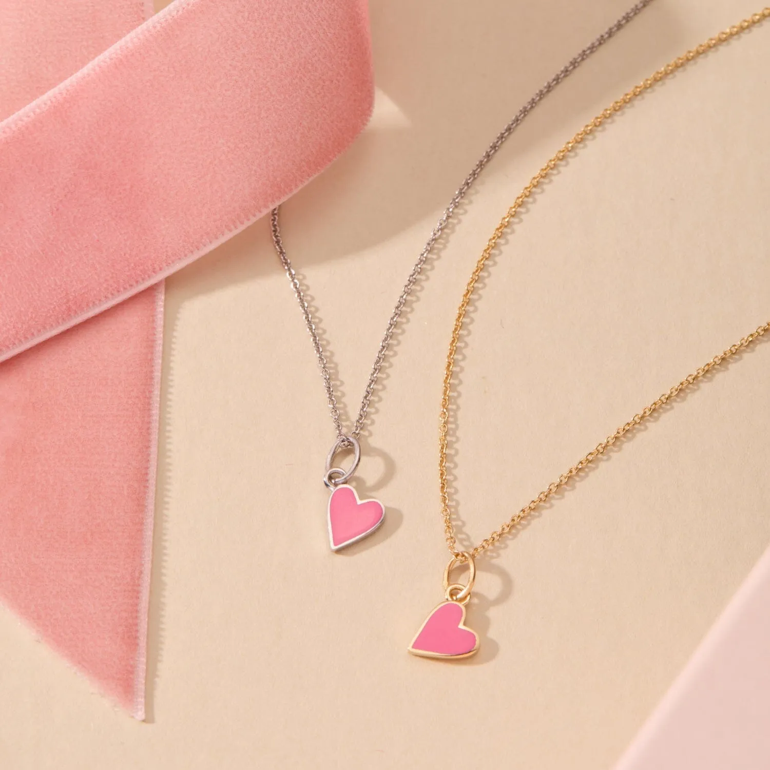 Breast Cancer Solid Enamel Heart Necklace sold by Tiny Tags