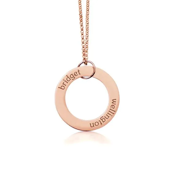 14k Gold Circle Pendant Necklace (1-5 Names) sold by Tiny Tags product image thumbnail 5