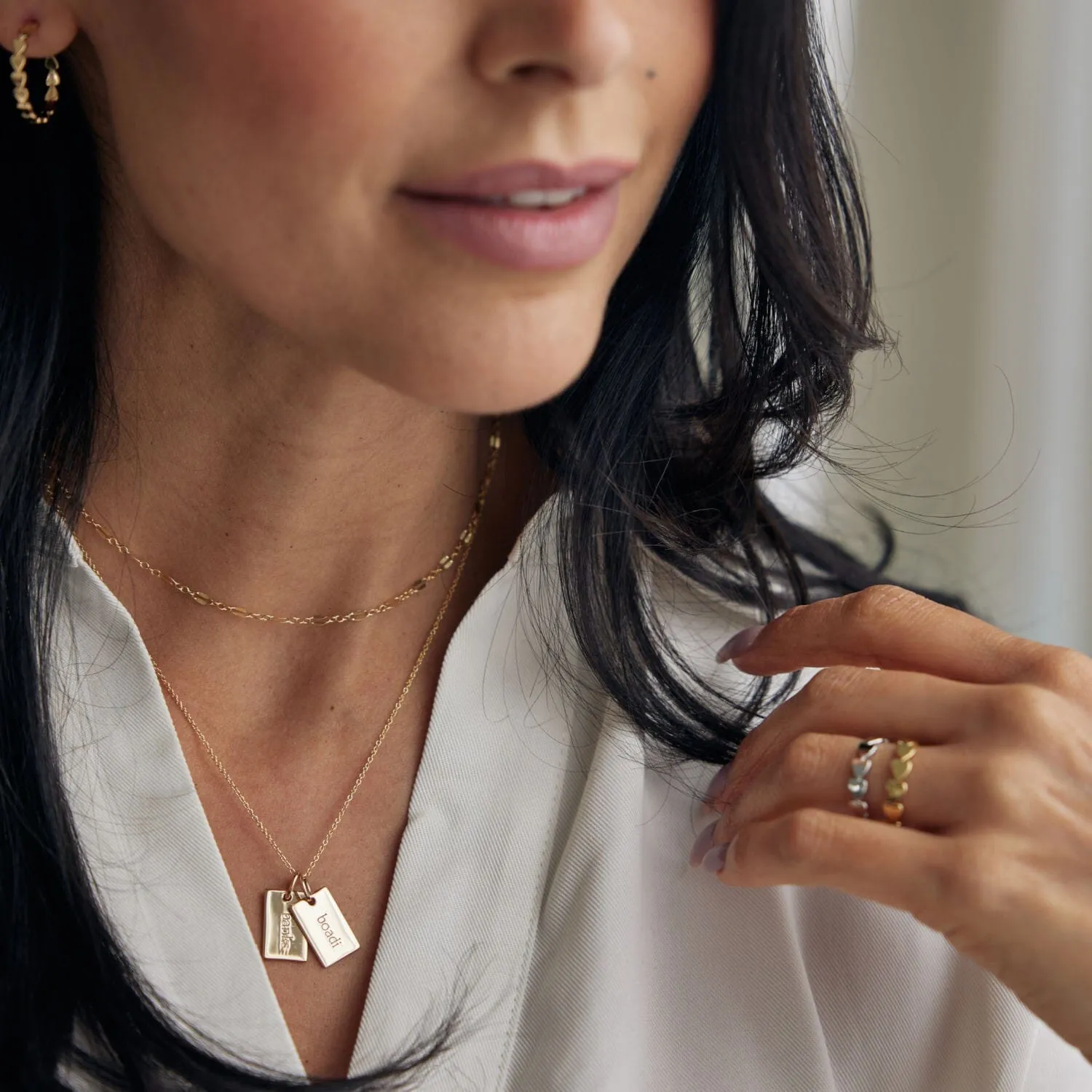 Mini Dog Tag Necklace with Birthstones (1-3 Tags) sold by Tiny Tags product image thumbnail 3