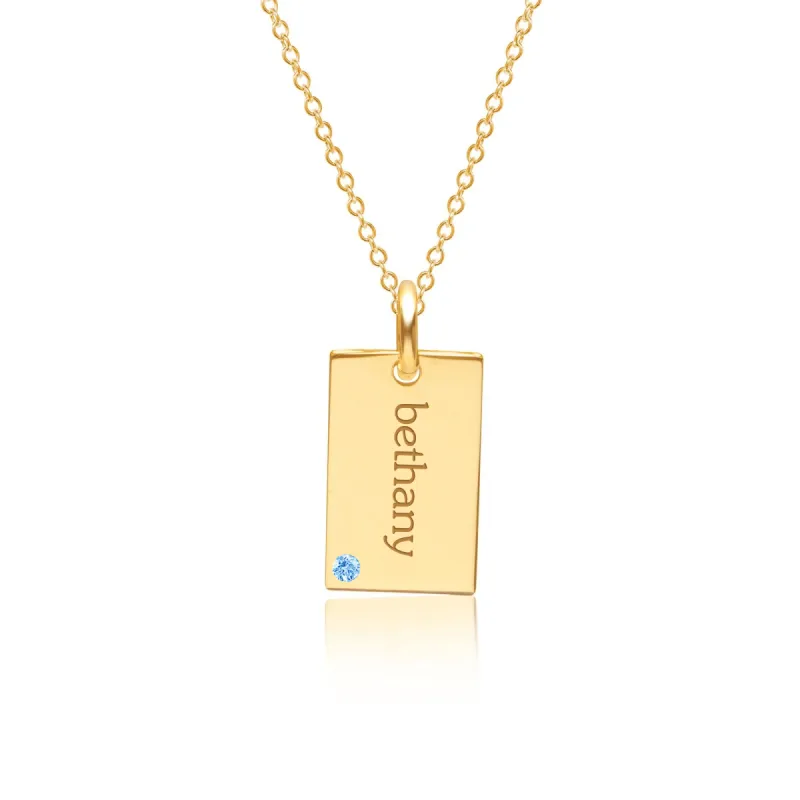 14k Gold Mini Dog Tag Necklace with Birthstones (1-3 Tags) sold by Tiny Tags