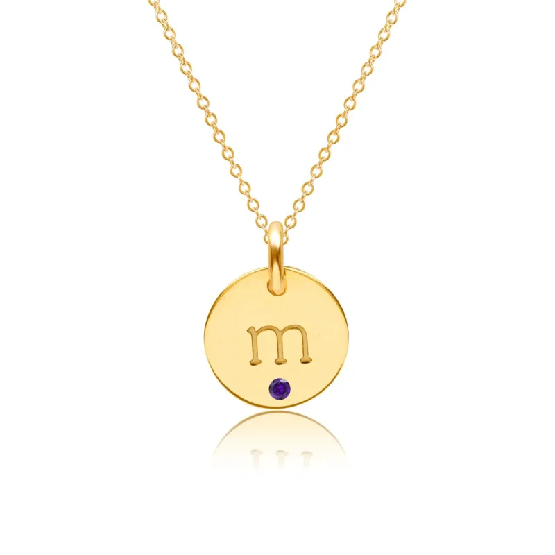 14k Gold Initial Circle Necklace with Birthstones (1-3 Circles) sold by Tiny Tags