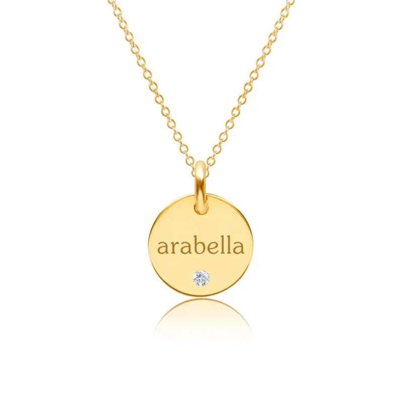 14k Gold Circle Necklace with Birthstone (1-3 Tags) sold by Tiny Tags
