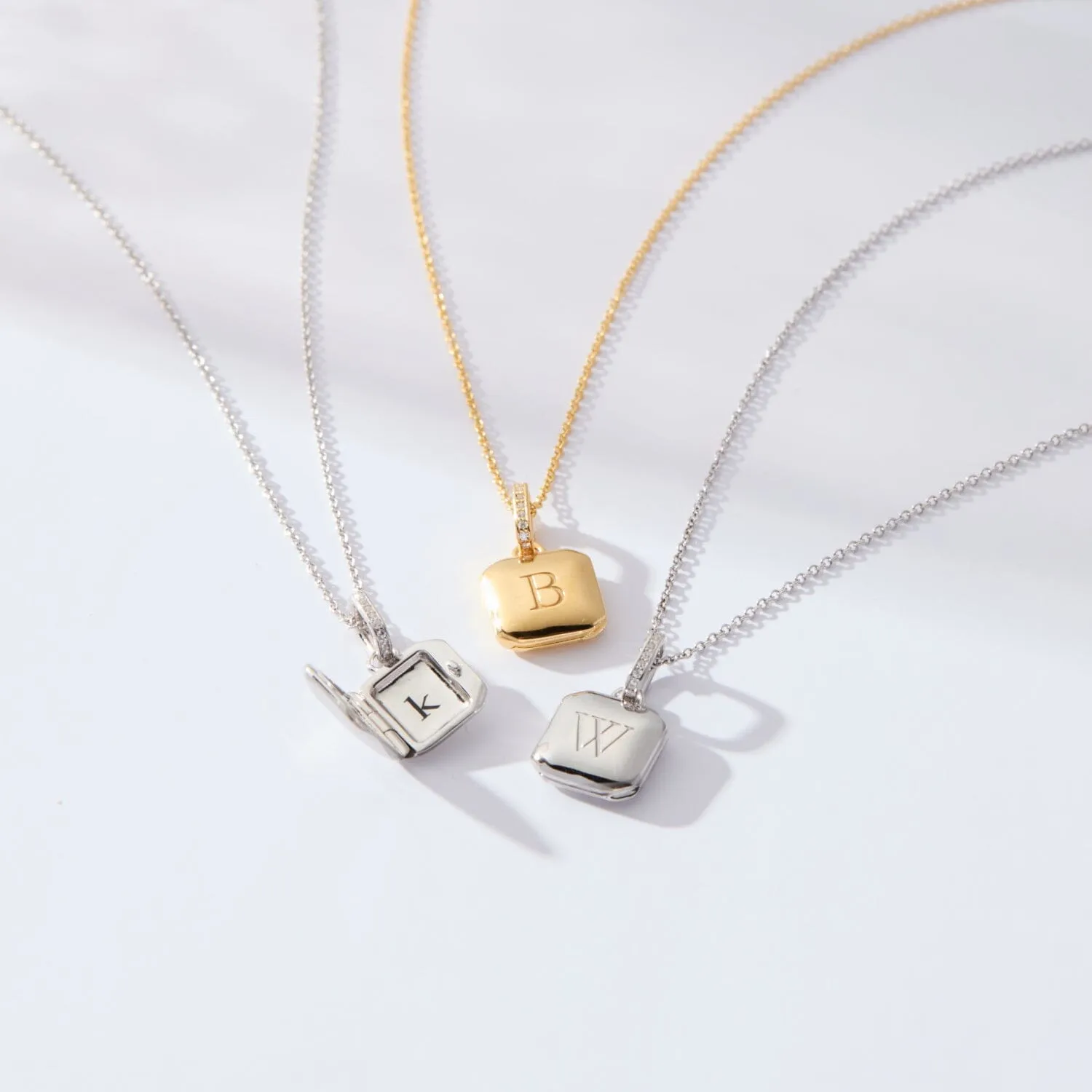 Square Mini Locket Necklace with Pavé Jump Ring sold by Tiny Tags product image thumbnail 2