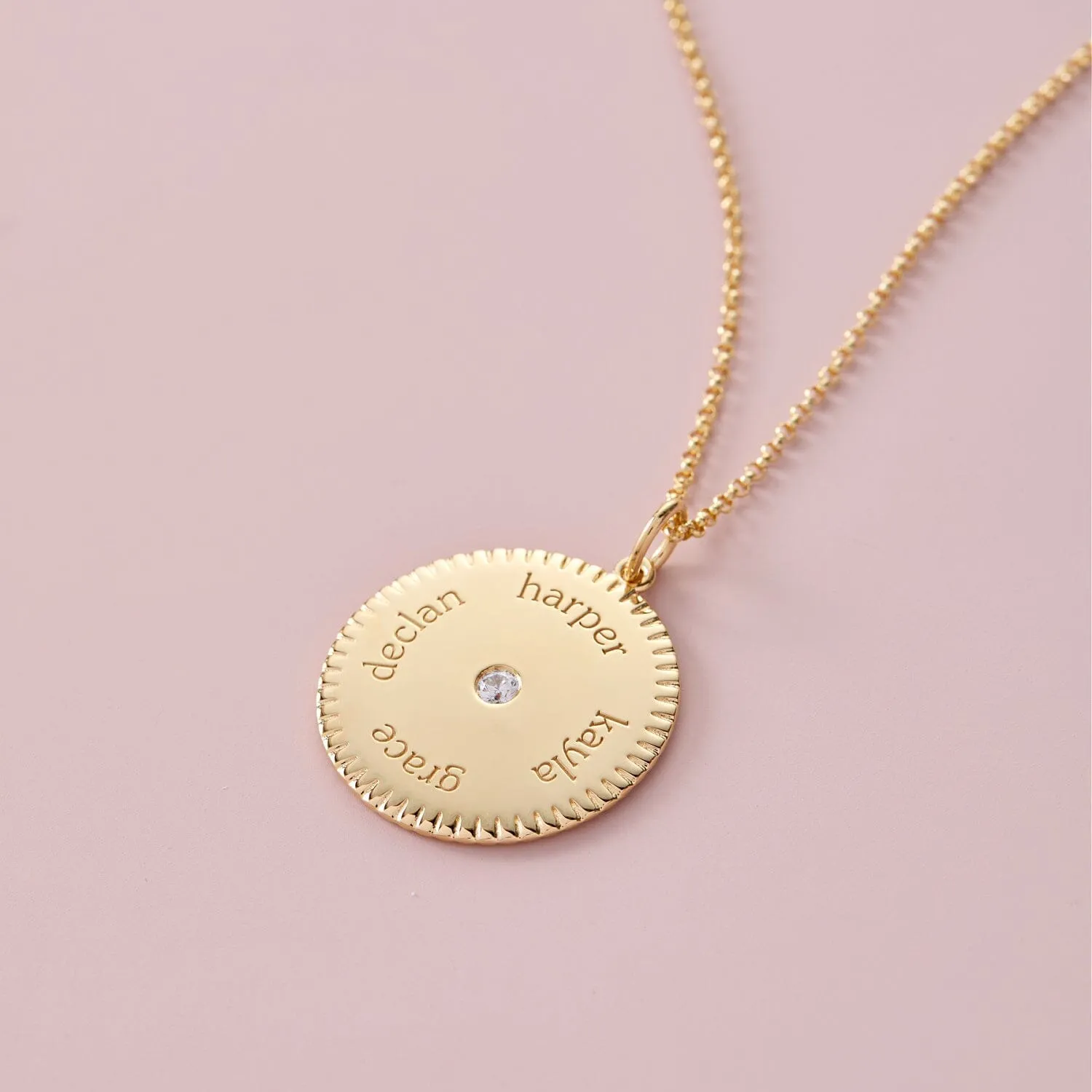 14k Gold Notched Pendant Necklace sold by Tiny Tags product image thumbnail 4