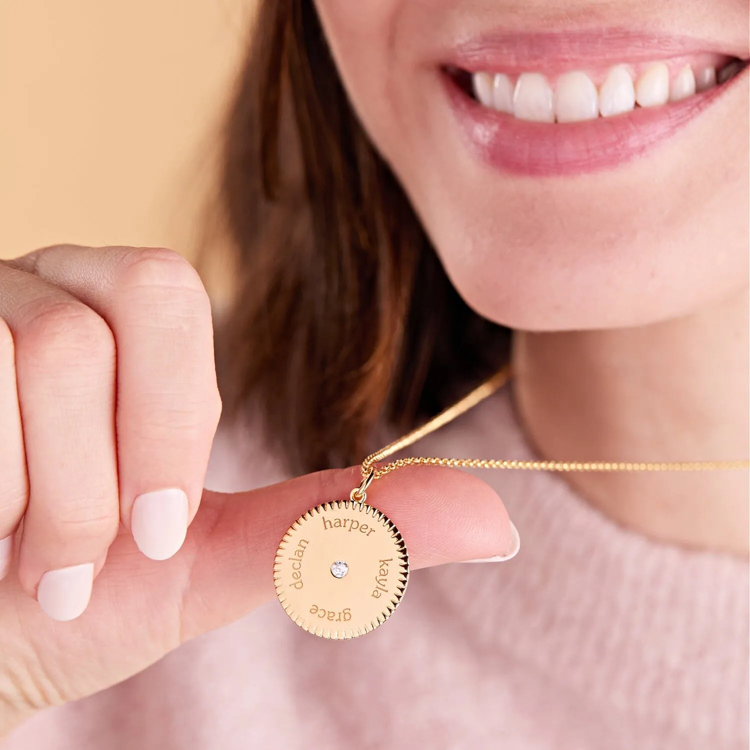 14k Gold Notched Pendant Necklace sold by Tiny Tags product image thumbnail 2