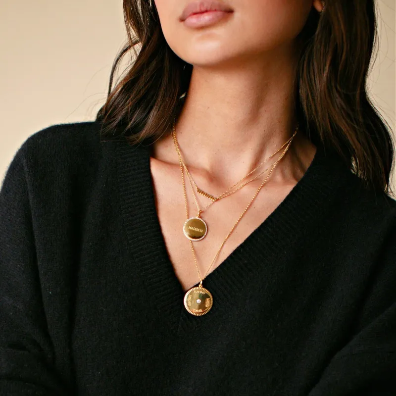 14k Gold Notched Pendant Necklace sold by Tiny Tags