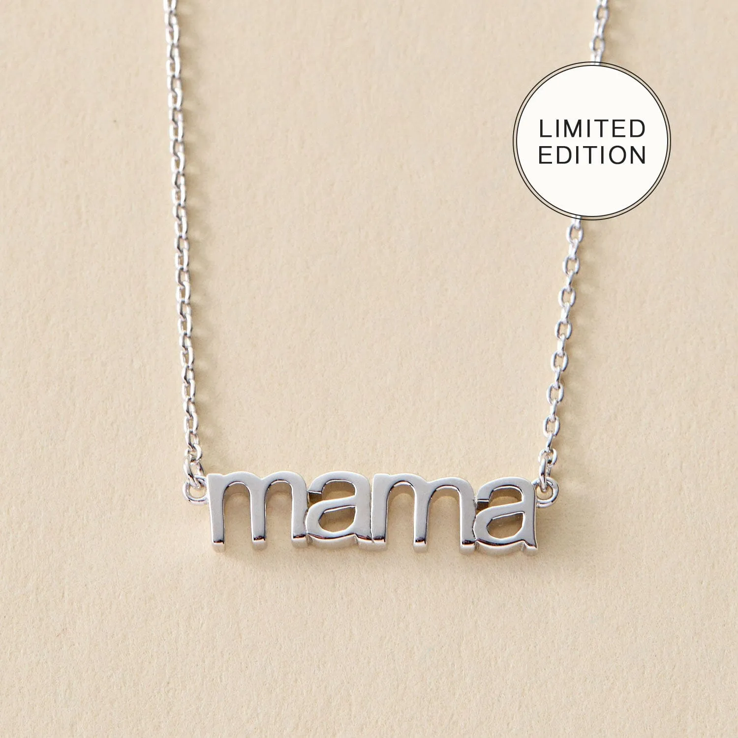 Sterling Silver Modern Mama Nameplate - Petite Plume Collab sold by Tiny Tags