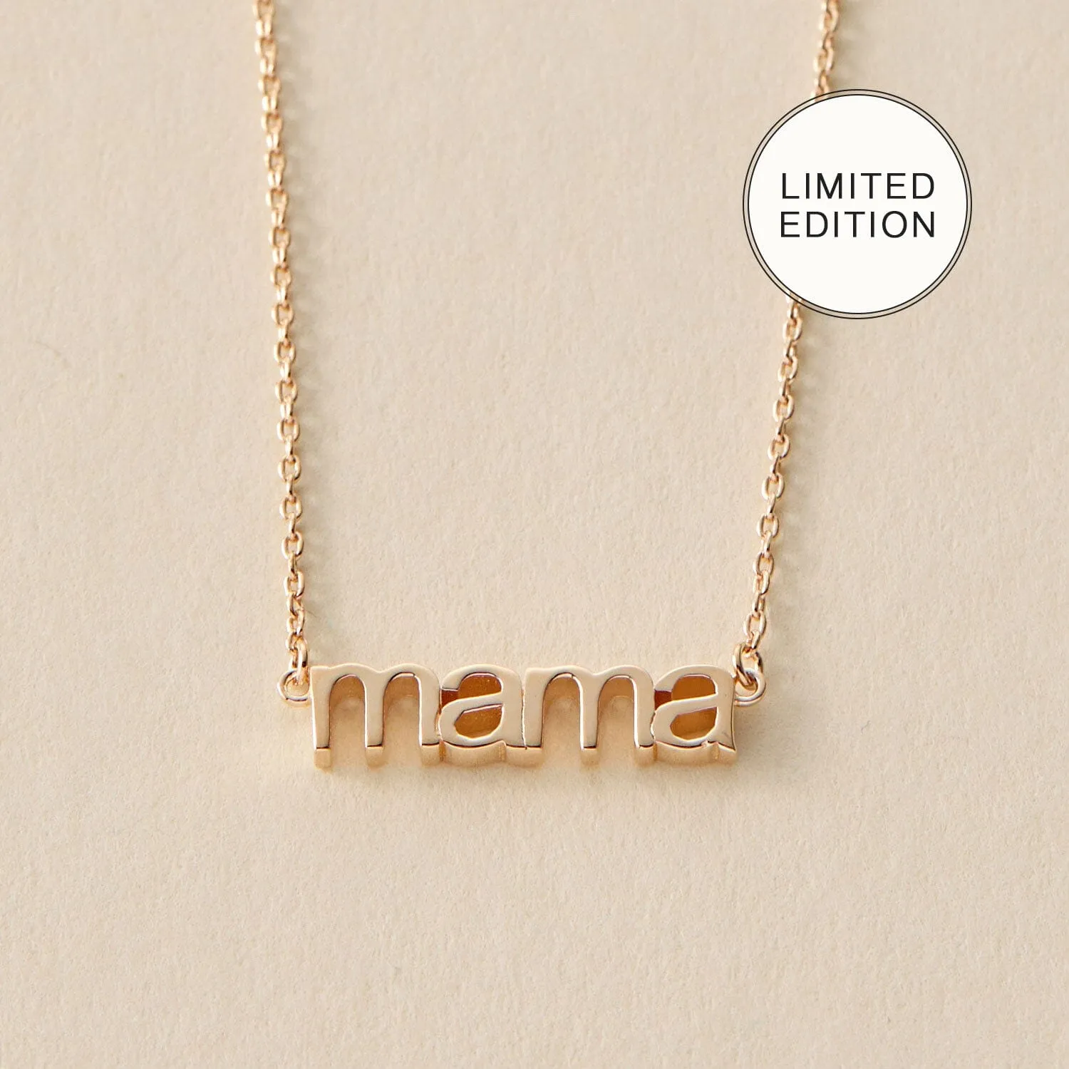 14k Gold Modern Mama Nameplate - Petite Plume Collab sold by Tiny Tags