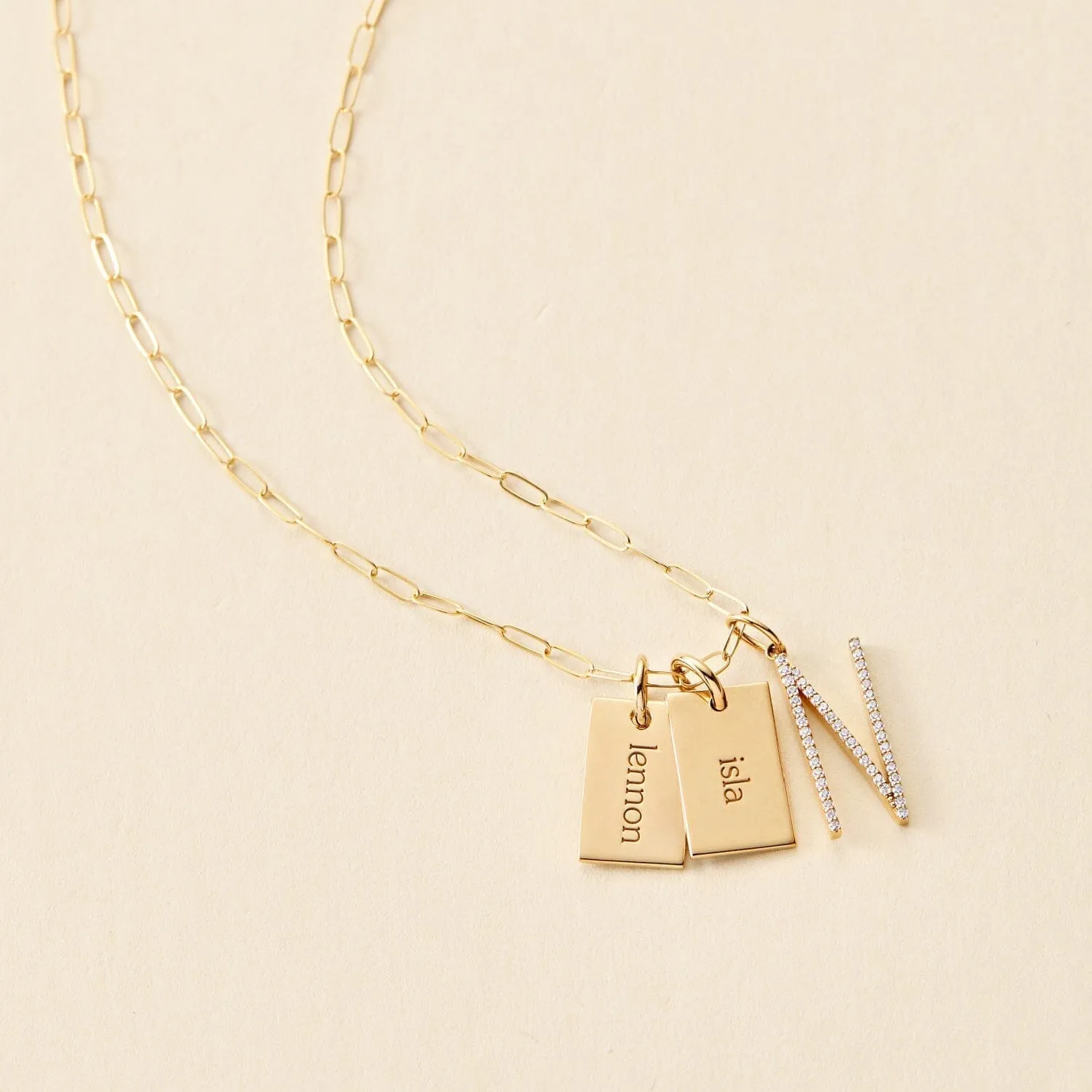 14k Gold Pavé Initial Necklace sold by Tiny Tags product image thumbnail 2