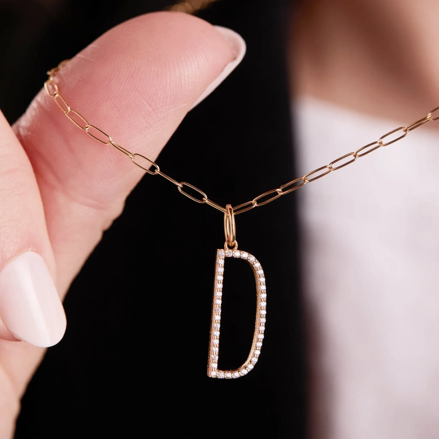 14k Gold Pavé Initial Necklace sold by Tiny Tags product image thumbnail 3