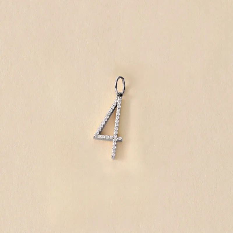 Pavé Elongated Number Charm sold by Tiny Tags