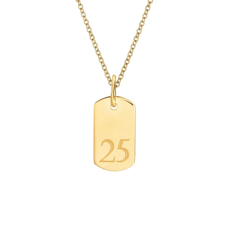 Rounded Mini Dog Tag Number Necklace sold by Tiny Tags