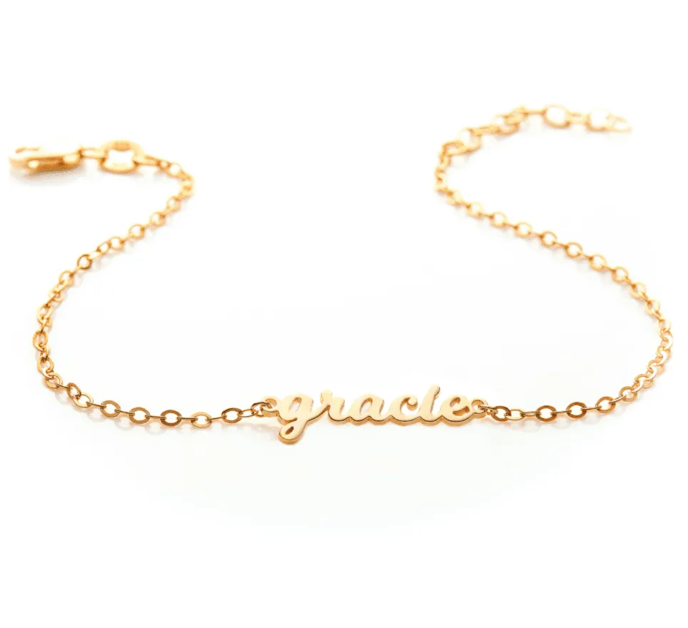 Script Nameplate Chain Bracelet sold by Tiny Tags