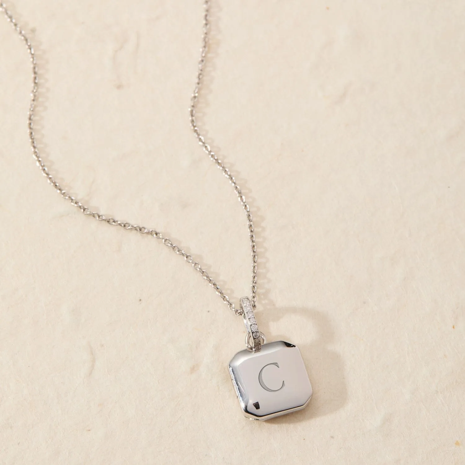 Square Mini Locket Necklace with Pavé Jump Ring sold by Tiny Tags product image thumbnail 2