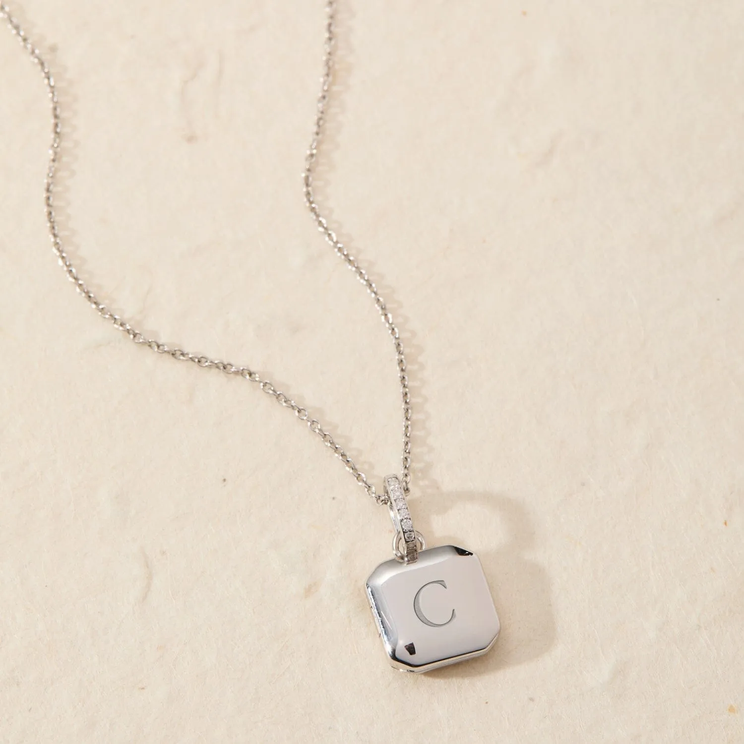 Square Mini Locket Necklace with Pavé Jump Ring sold by Tiny Tags product image thumbnail 5