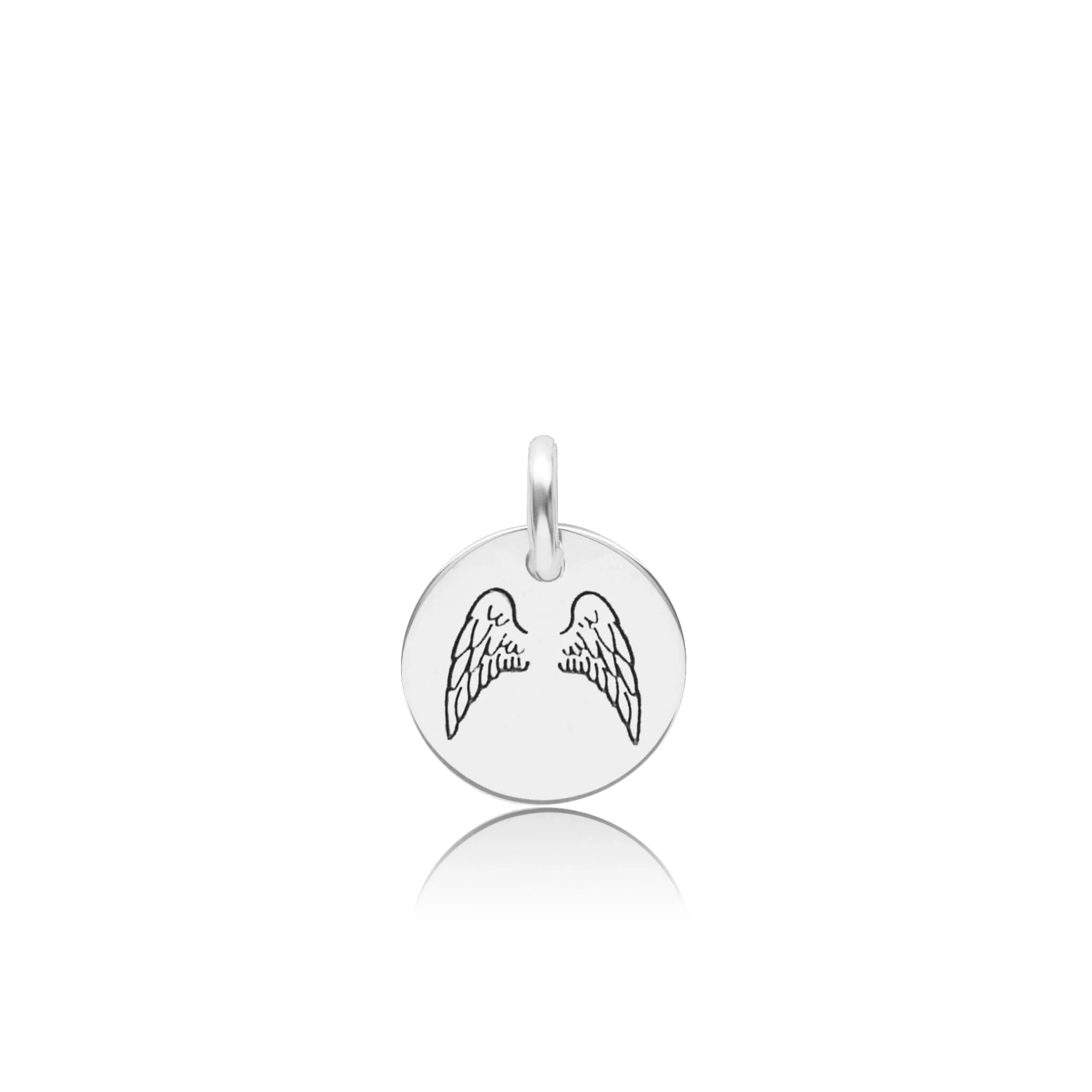 Engravable Angel Wings Circle Tag sold by Tiny Tags product image thumbnail 2