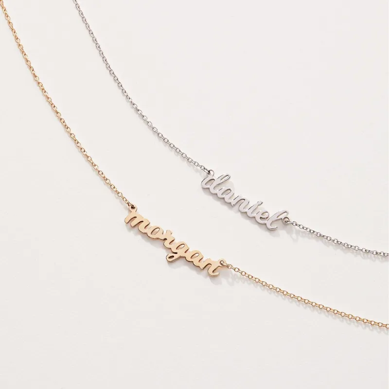Script Nameplate Necklace sold by Tiny Tags